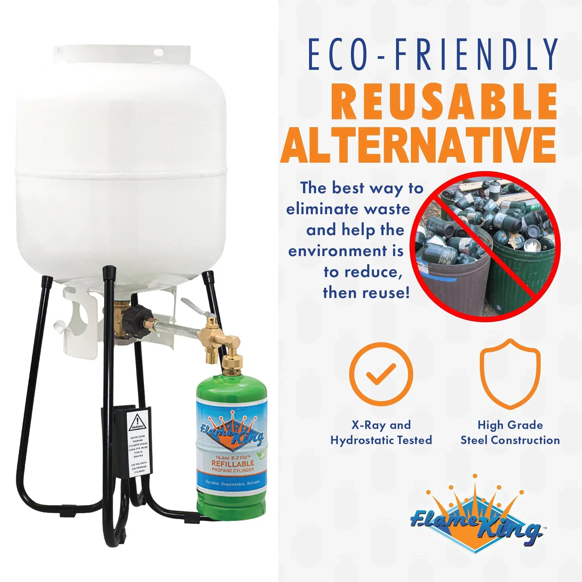 Flame King YSN1LBKTa Eco Friendly 1lb Refillable Reusable Propane Cylinder + Refill Kit by Flame King Products