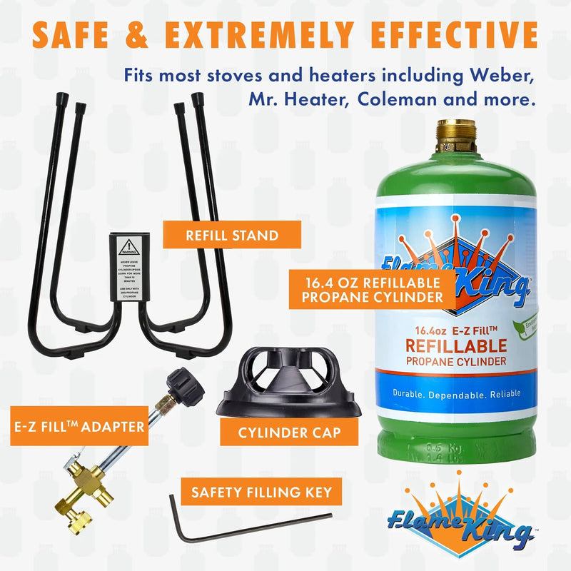 Flame King YSN1LBKTa Eco Friendly 1lb Refillable Reusable Propane Cylinder + Refill Kit by Flame King Products