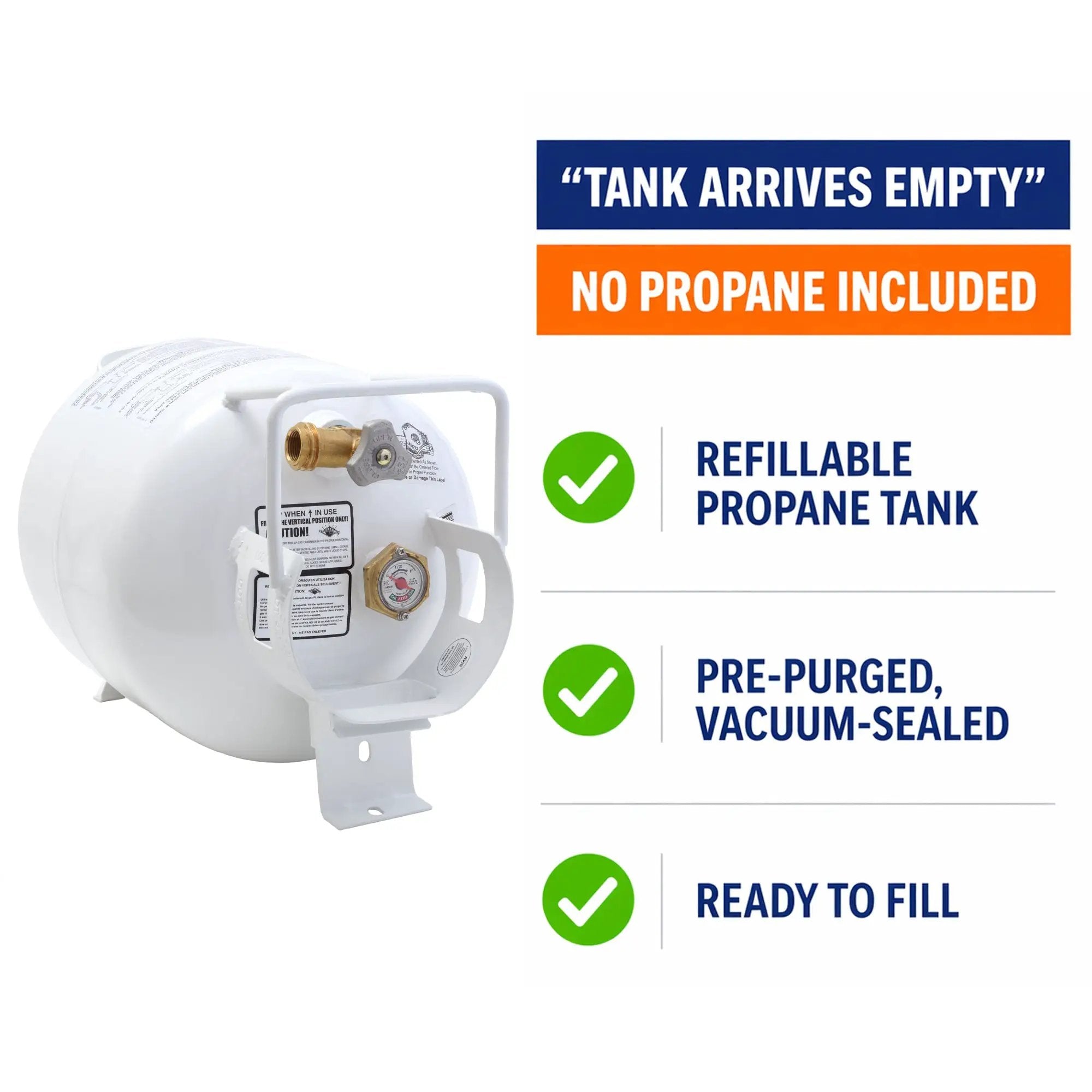 Flame King 20lb Horizontal Propane Cylinder Tank With Valve and Gauge Rv Trailer by Flame King Products