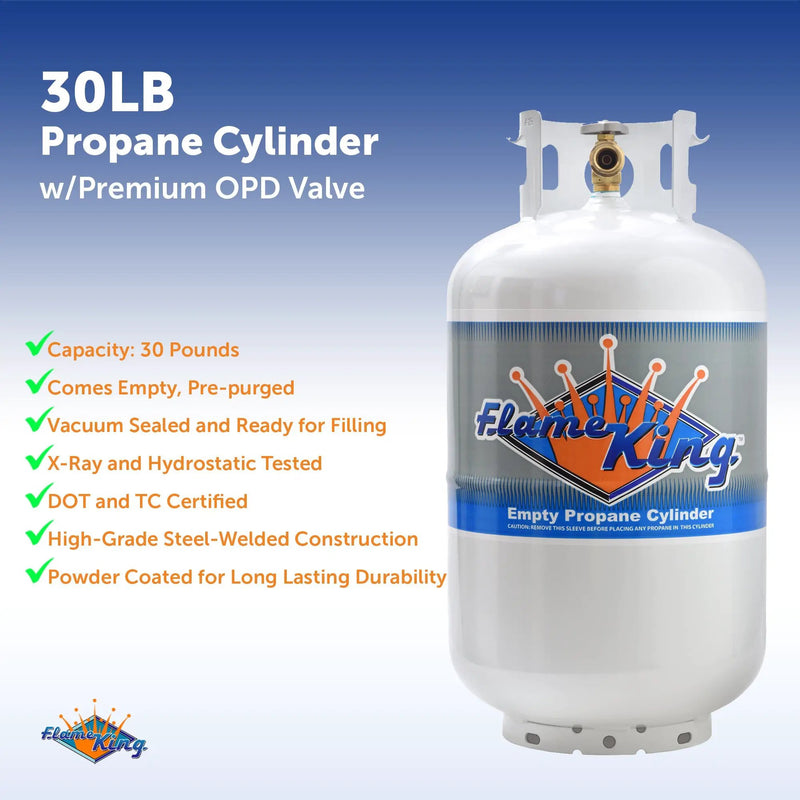 Flame King 30lb Propane Tank LP Cylinder with OPD by Flame King Products
