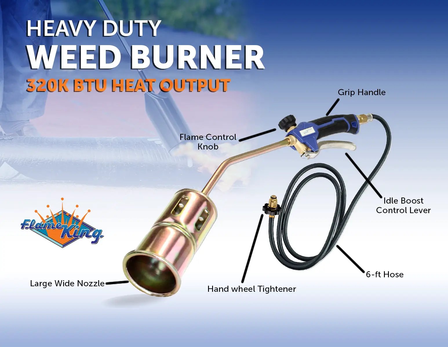 Flame King Propane Torch Weed Burner with Blast Trigger 320,000 BTU by Flame King Products