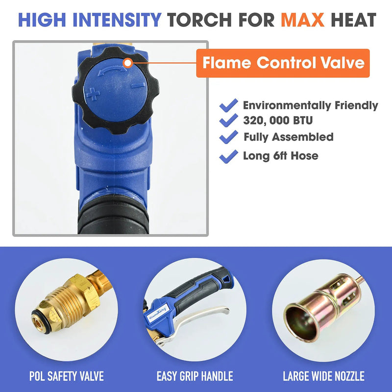 Flame King Propane Torch Weed Burner with Blast Trigger 320,000 BTU by Flame King Products