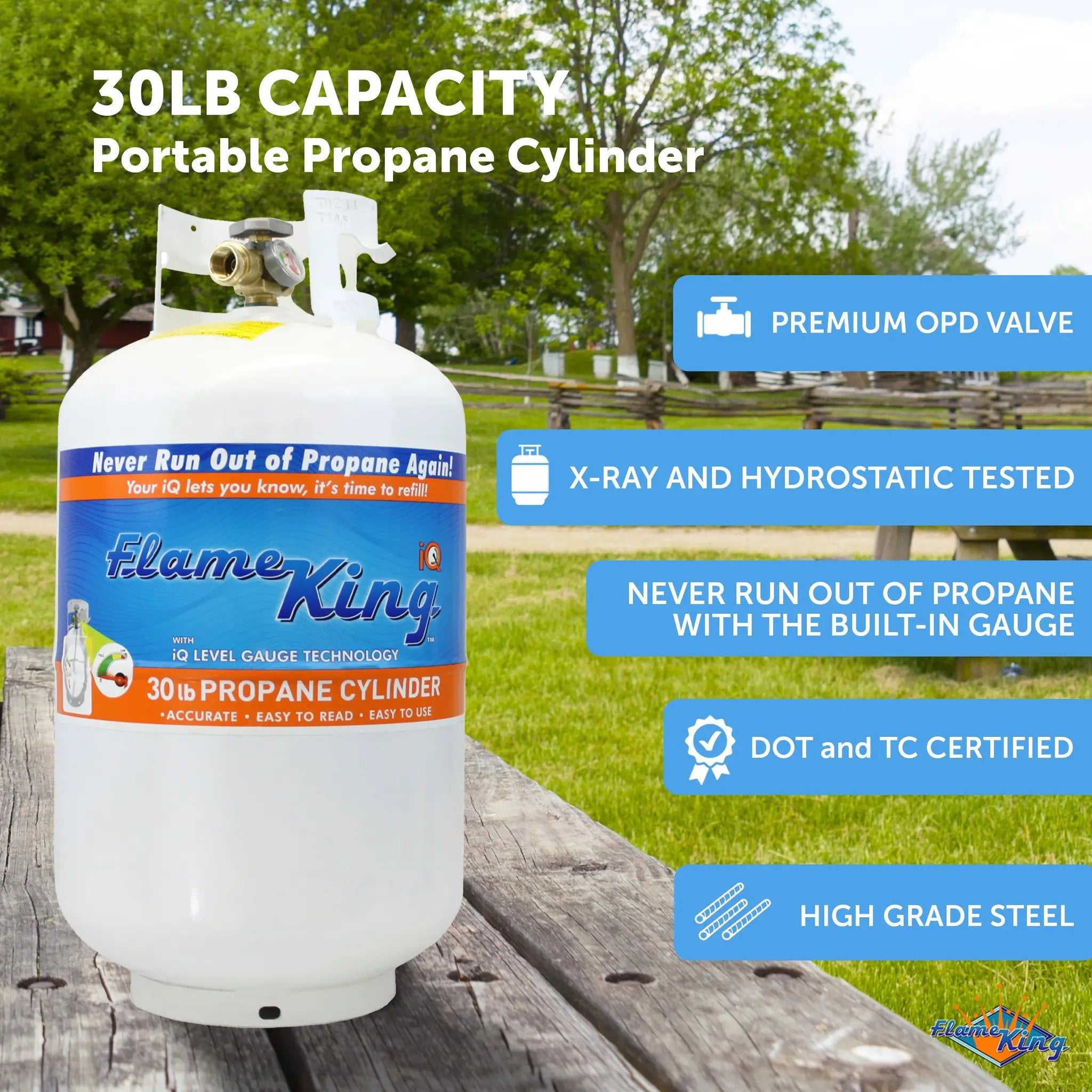 Flame King 30lb Propane Tank LP Cylinder with OPD & Gauge by Flame King Products