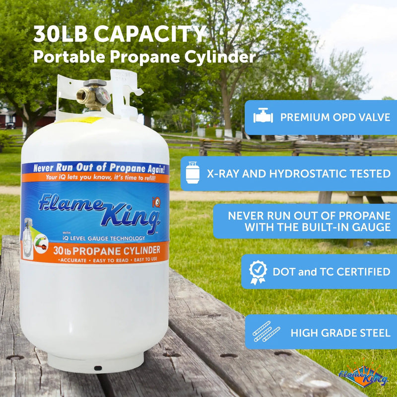Flame King 30lb Propane Tank LP Cylinder with OPD & Gauge by Flame King Products