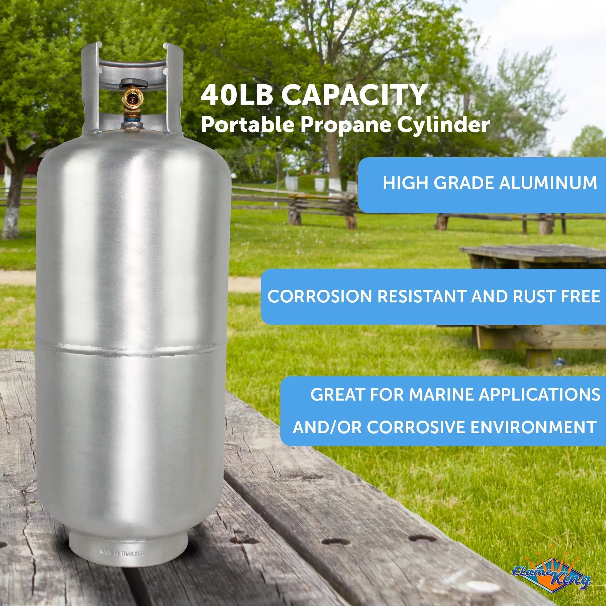 Flame King Lightweight Aluminum 40lb Propane Tank Cylinder Premium OPD Valve by Flame King Products