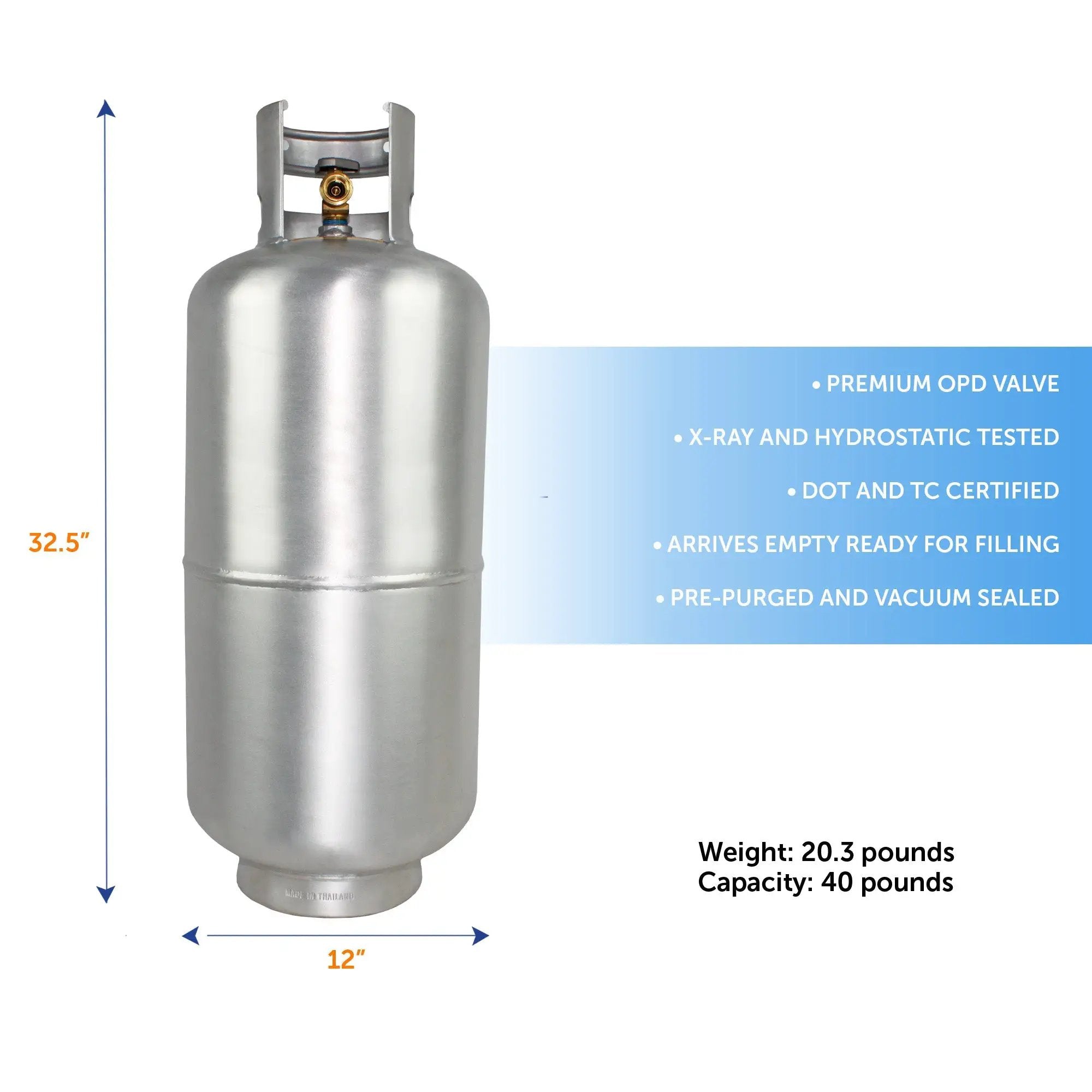 Flame King Lightweight Aluminum 40lb Propane Tank Cylinder Premium OPD Valve by Flame King Products