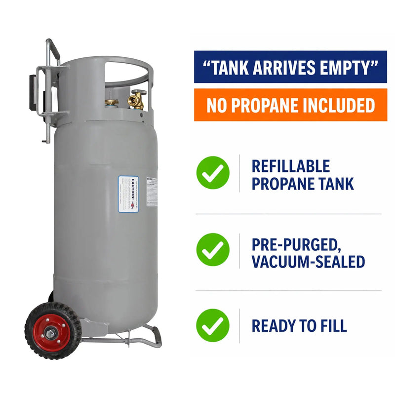 Flame King 40lb Horizontal & Vertical Empty Propane Cylinder with OPD & Wheels by Flame King Products