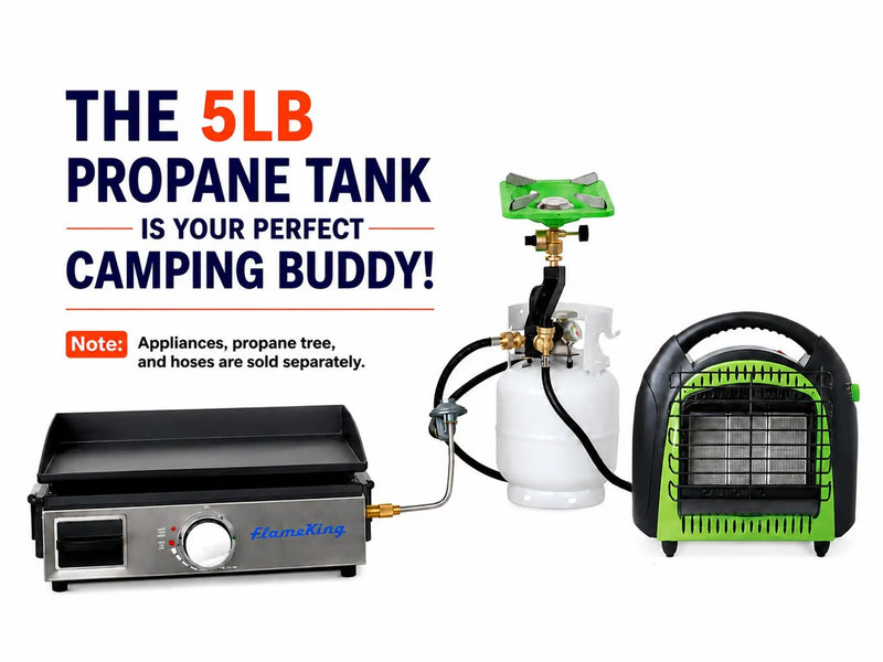 Flame King Portable 5lb Propane Tank LP Cylinder with OPD & Gauge by Flame King Products
