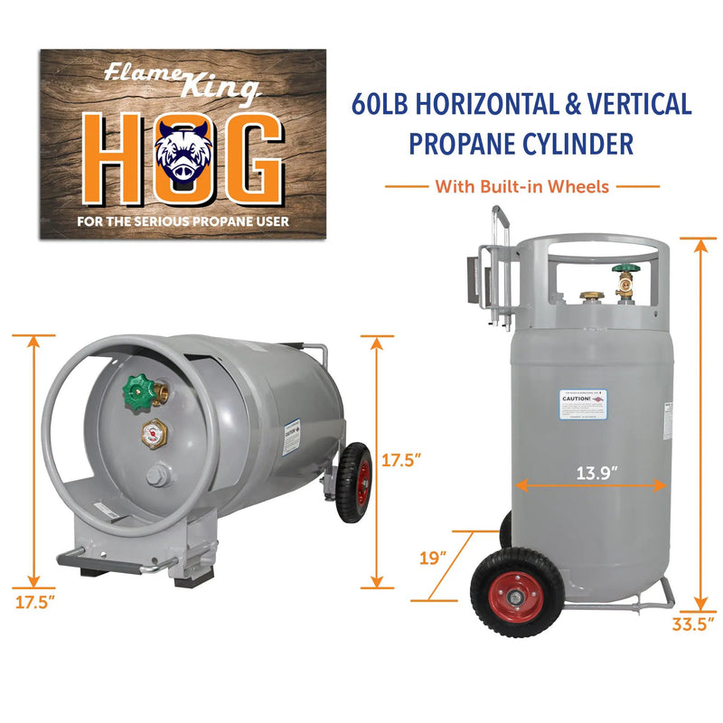 Flame King 60lb Horizontal & Vertical Propane Cylinder Gauge POL & Wheels by Flame King Products