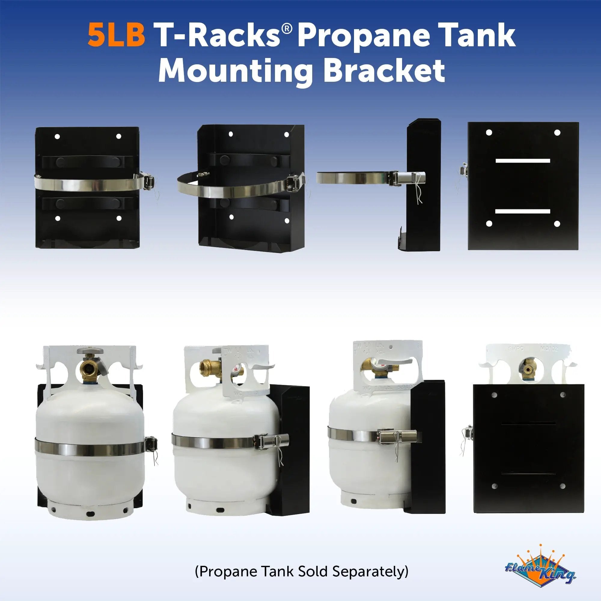 Flame King T-Racks 5lb Propane Tank Mounting Brackets Strap Campervan Overland Vehicles by Flame King Products