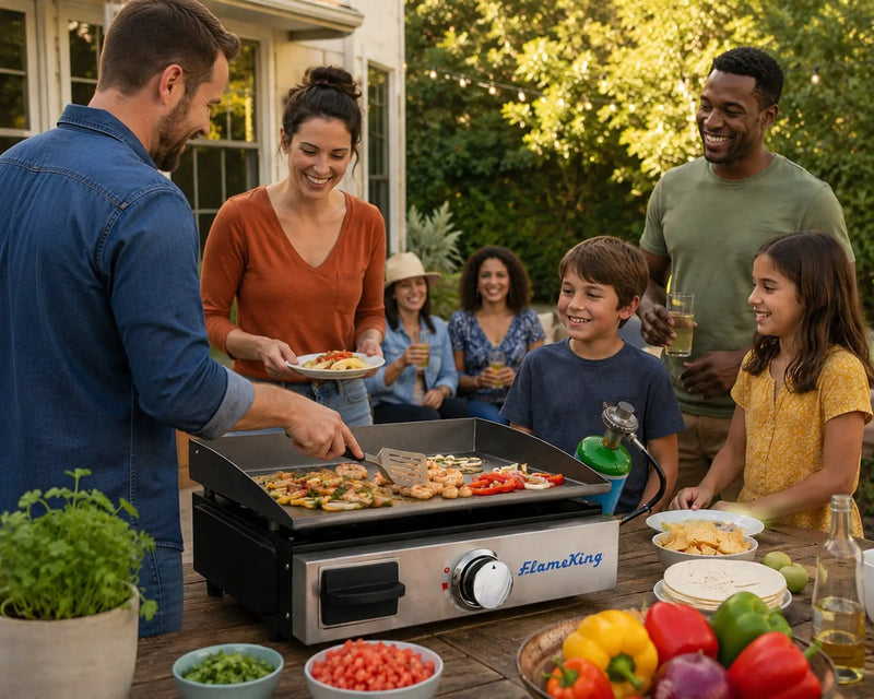 Flame King Flat Top Portable Propane Cast Iron Grill Griddle by Flame King Products