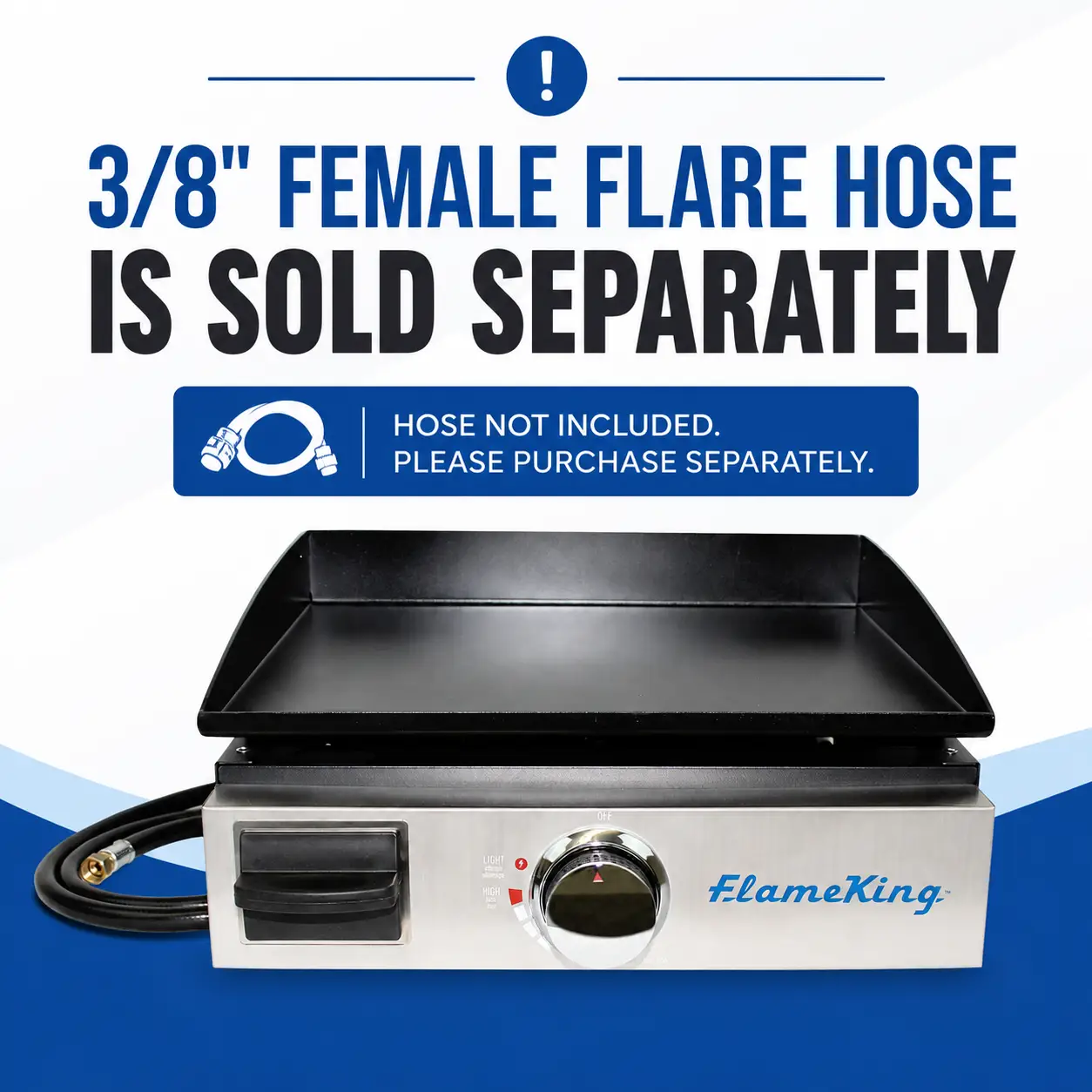 Flame King 17 inch LP Griddle with Small Regulator for RV pullout by Flame King Products
