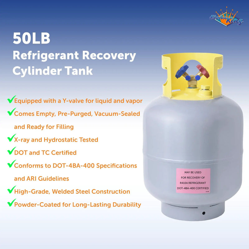 Flame King 50lb Refrigerant Cylinder Recovery Tank with SCG Y-Valve by Flame King Products
