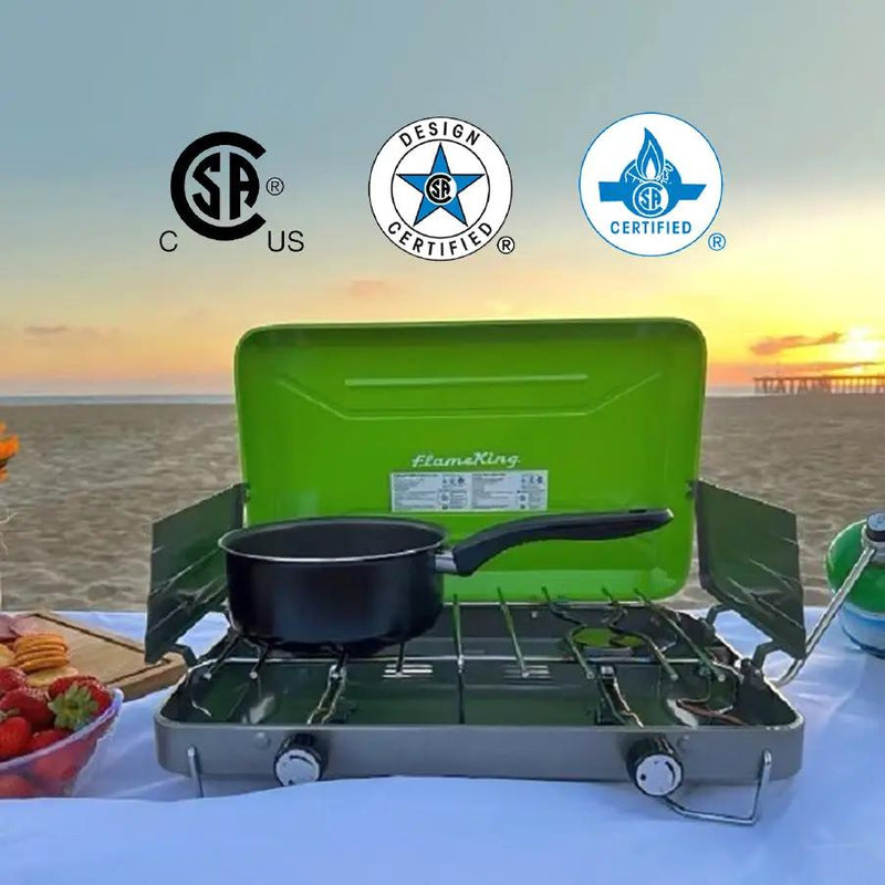 Flame King 2 Burner Portable Propane Gas Camping Stove Grill by Flame King Products