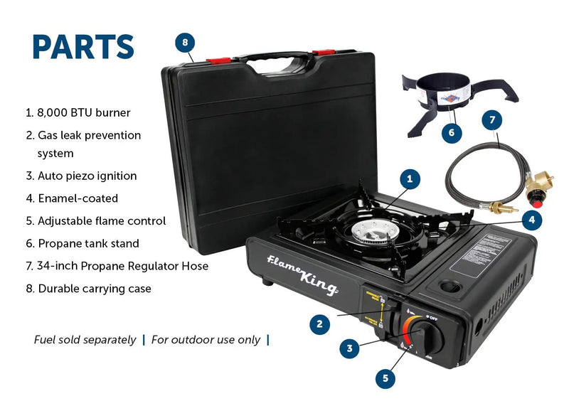 Flame King Portable Butane & Propane Gas Stove with Single Burner by Flame King Products
