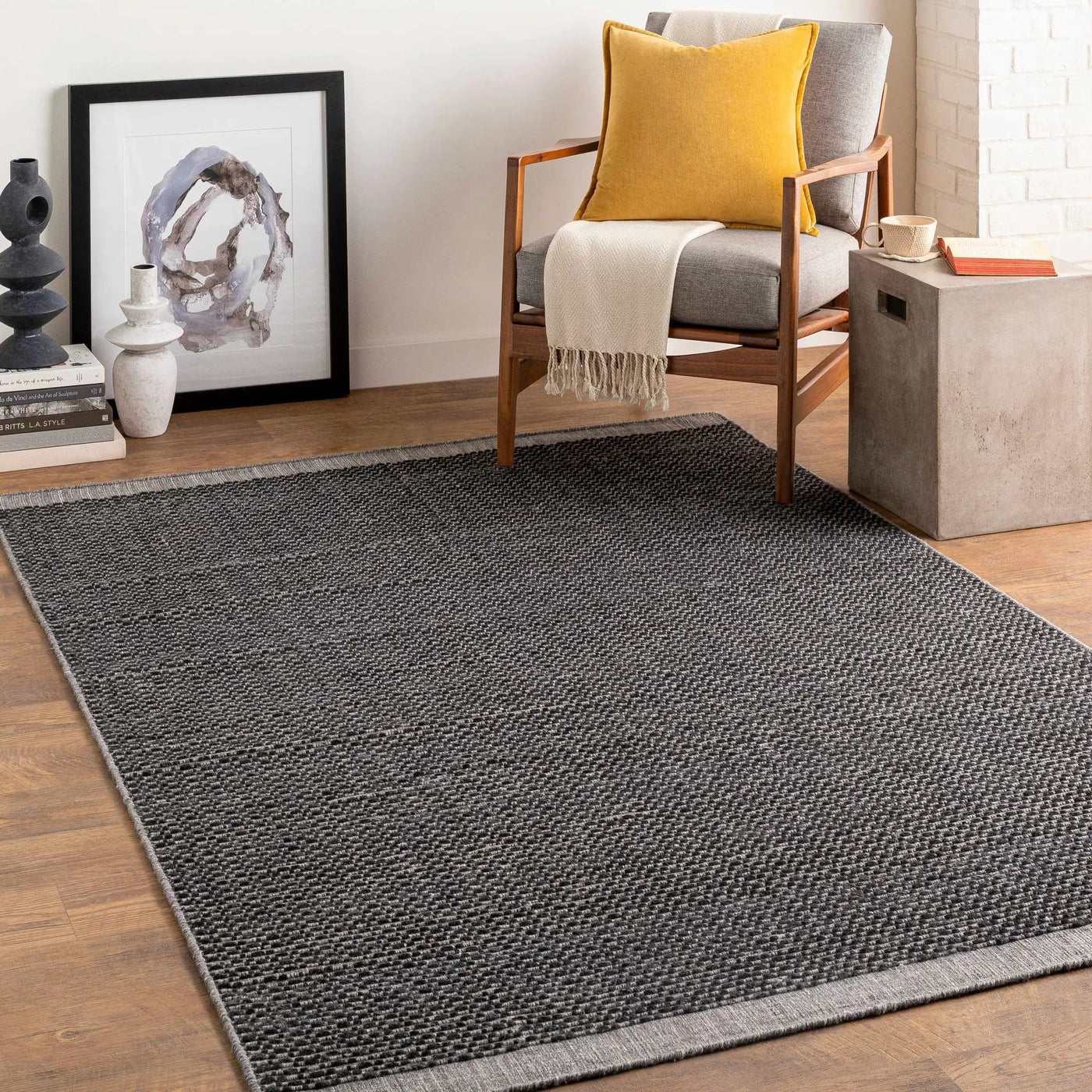 Yong Hand Loomed Black Rug - Clearance by Boutique Rugs