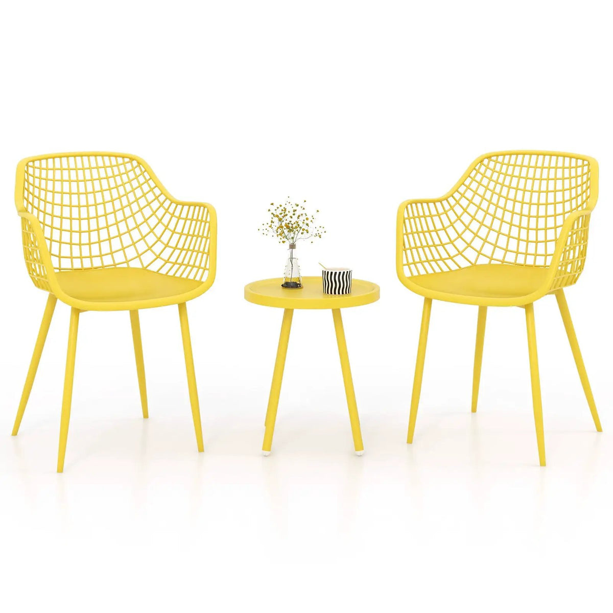 3 Piece Patio Chair Set with PP Seat and Tabletop for Porch by DirectDeals