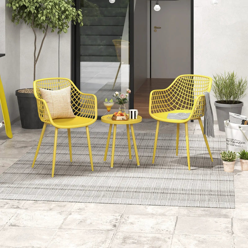 3 Piece Patio Chair Set with PP Seat and Tabletop for Porch by DirectDeals