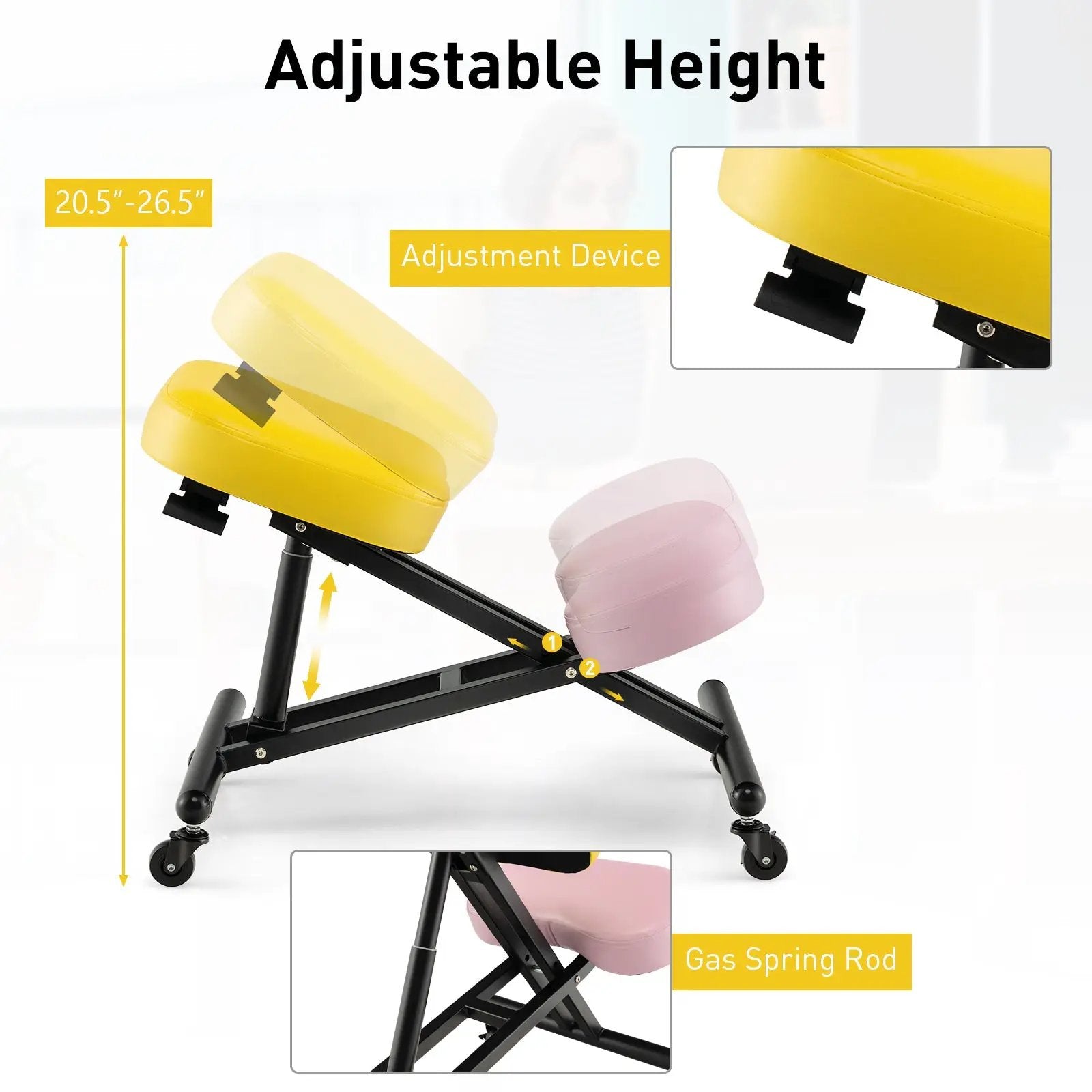 Adjustable Ergonomic Kneeling Chair with Upgraded Gas Spring Rod and Thick Foam Cushions by DirectDeals