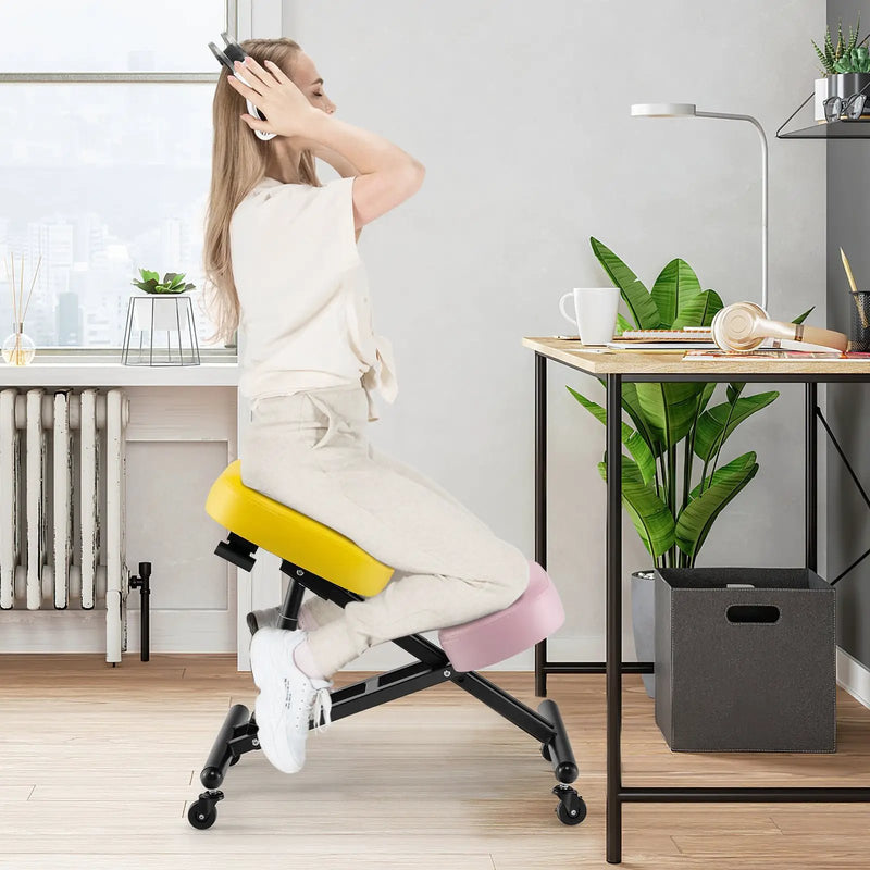 Adjustable Ergonomic Kneeling Chair with Upgraded Gas Spring Rod and Thick Foam Cushions by DirectDeals