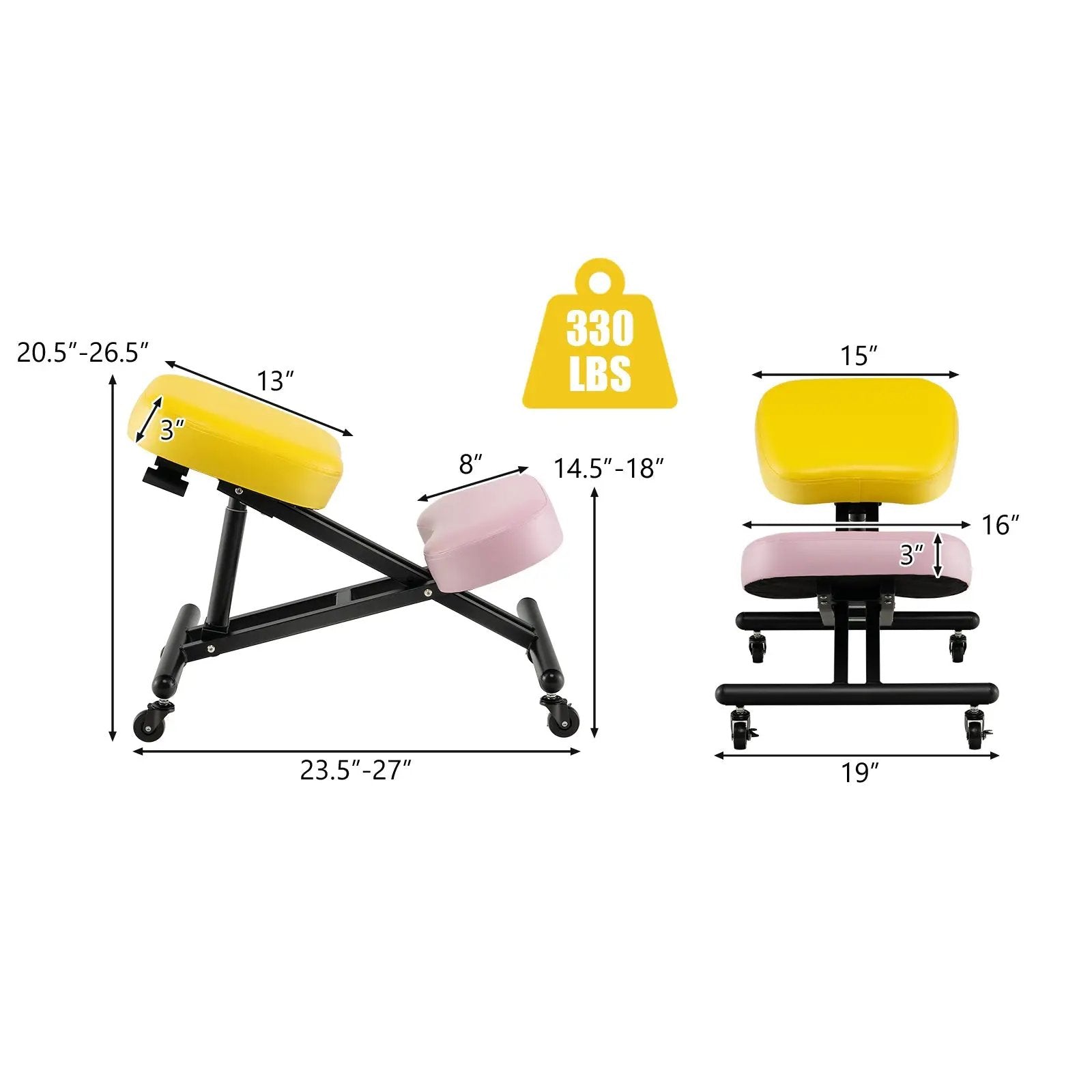 Adjustable Ergonomic Kneeling Chair with Upgraded Gas Spring Rod and Thick Foam Cushions by DirectDeals