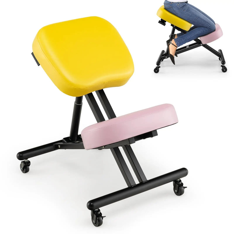 Adjustable Ergonomic Kneeling Chair with Upgraded Gas Spring Rod and Thick Foam Cushions by DirectDeals