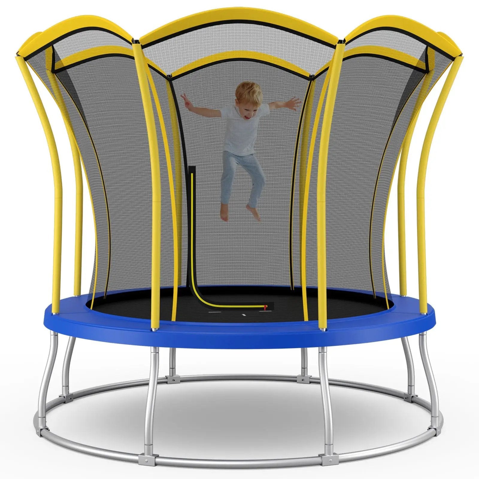 8 Feet Outdoor Unique Flower Shape Trampoline with Enclosure Net by DirectDeals