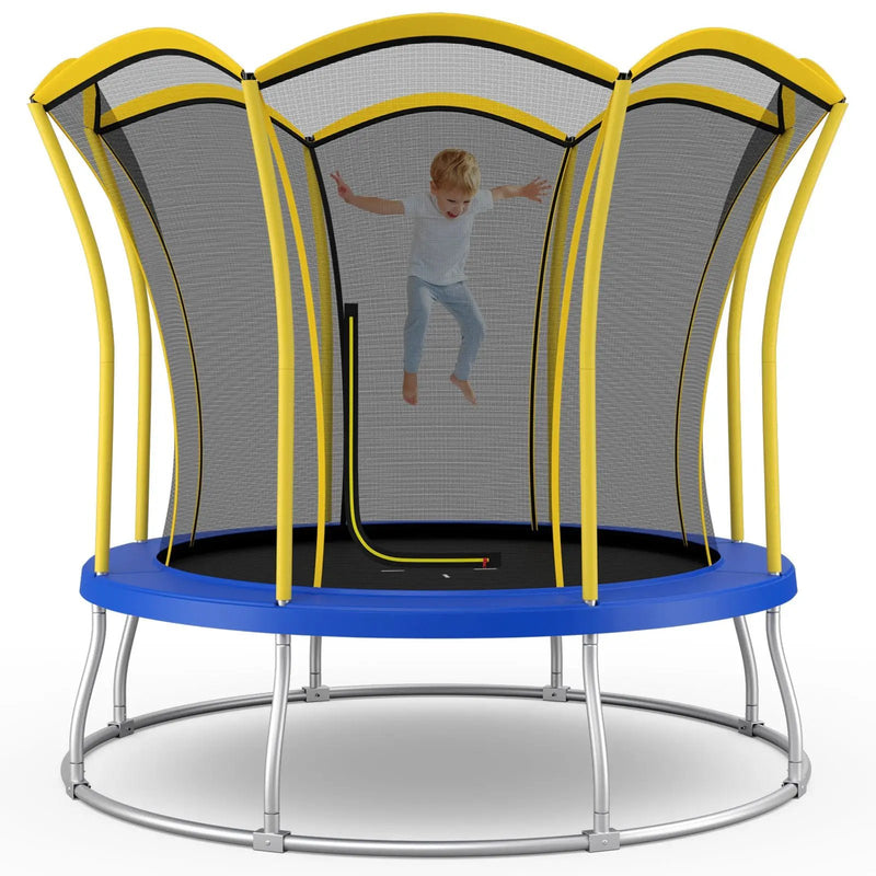 8 Feet Outdoor Unique Flower Shape Trampoline with Enclosure Net by DirectDeals