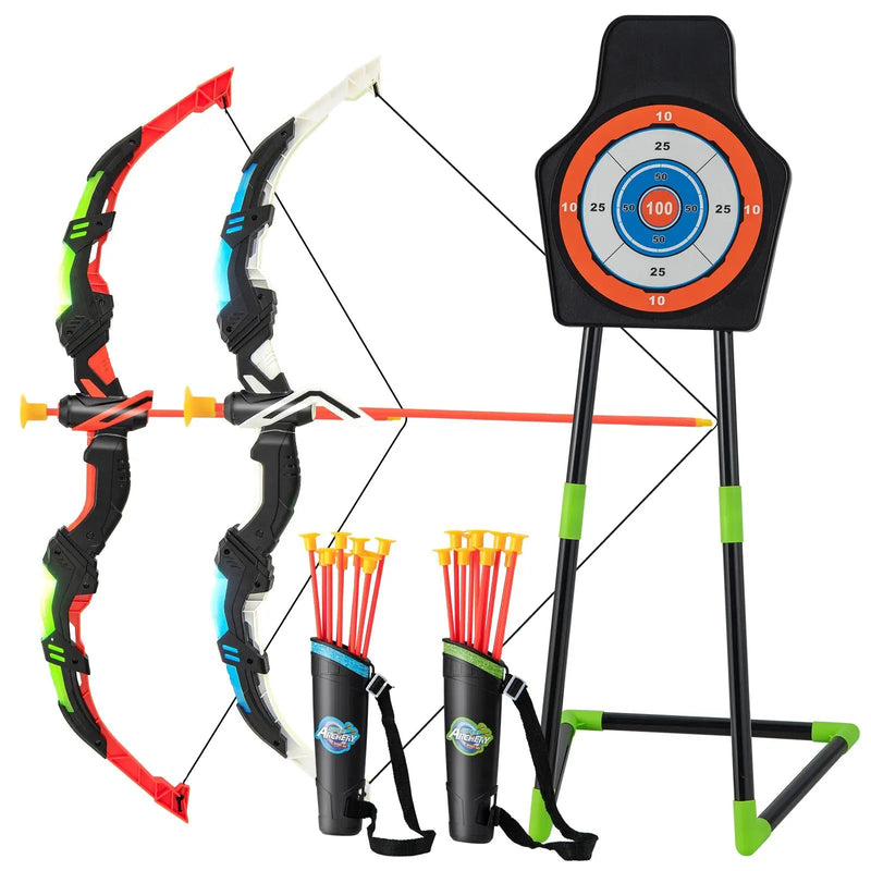 Youth Archery Bow Set with LED Light Up Bow and 20 Suction Cup Arrows for Kids by DirectDeals