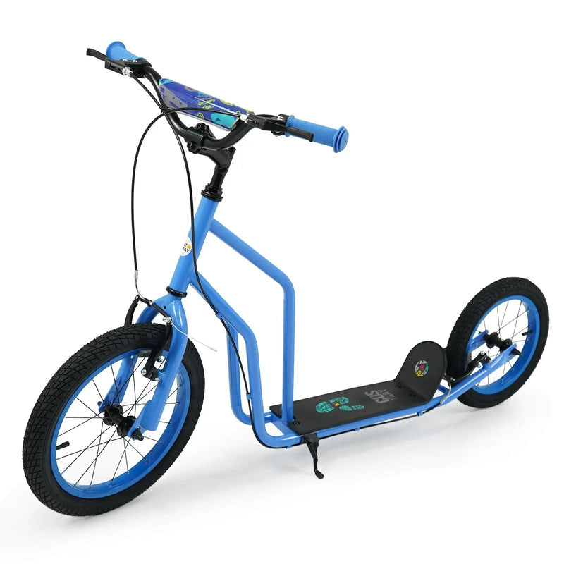 Youth Scooter with Adjustable Handlebar and 16/14-Inch Inflatable Wheels for Age 8+ Years Old by DirectDeals