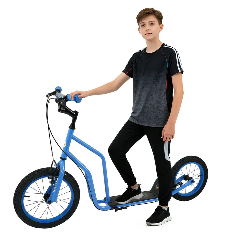 Youth Scooter with Adjustable Handlebar and 16/14-Inch Inflatable Wheels for Age 8+ Years Old by DirectDeals