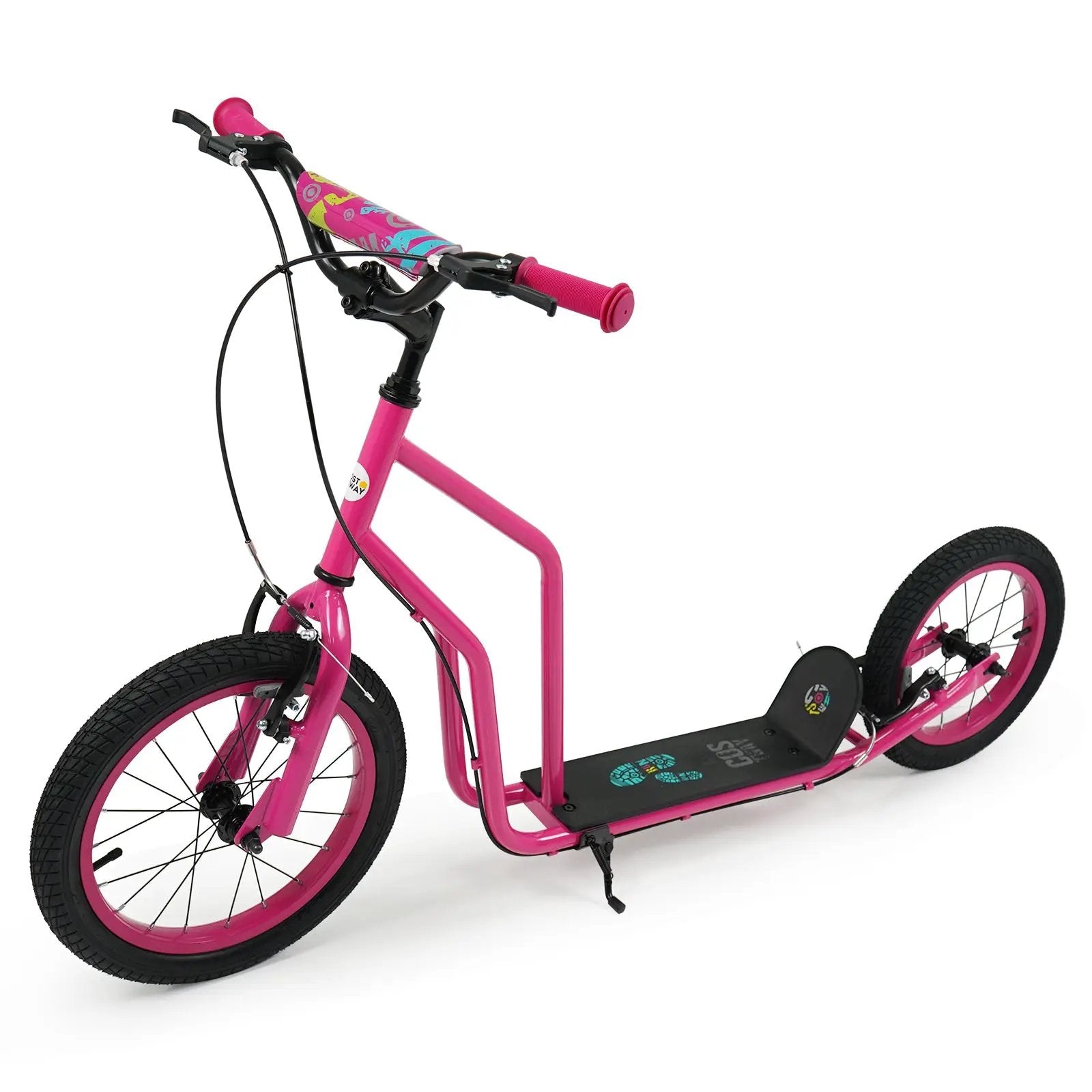 Youth Scooter with Adjustable Handlebar and 16/14-Inch Inflatable Wheels for Age 8+ Years Old by DirectDeals