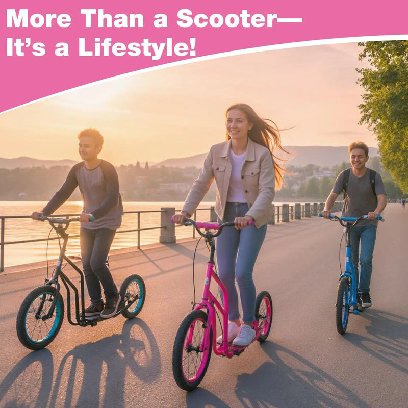 Youth Scooter with Adjustable Handlebar and 16/14-Inch Inflatable Wheels for Age 8+ Years Old by DirectDeals