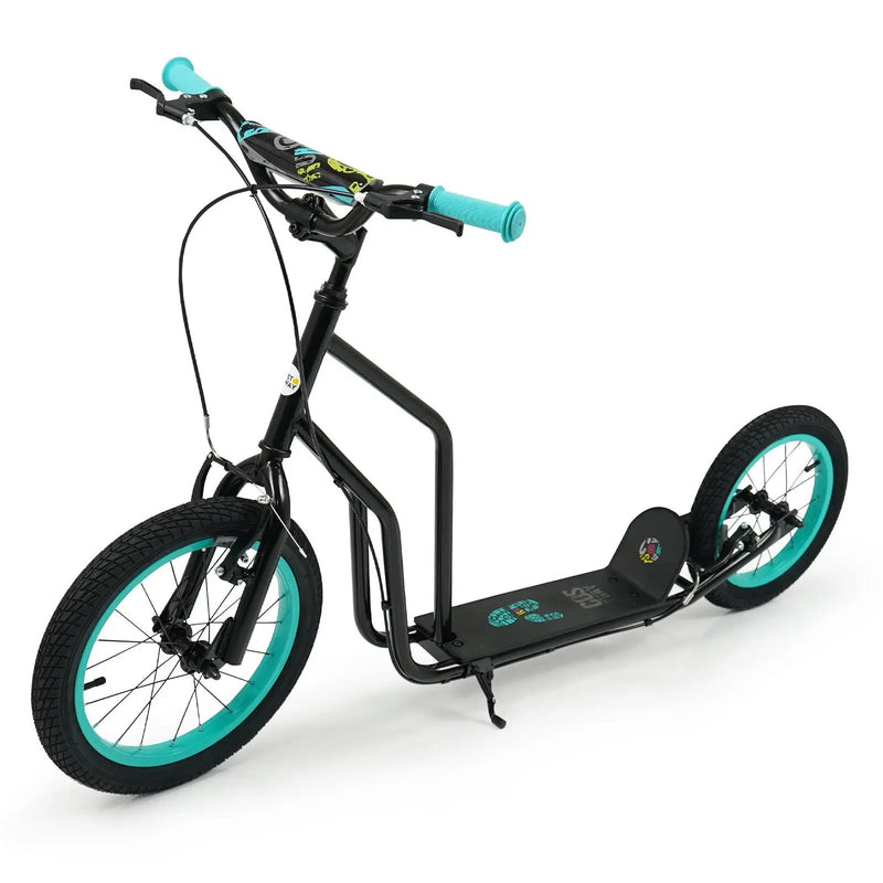 Youth Scooter with Adjustable Handlebar and 16/14-Inch Inflatable Wheels for Age 8+ Years Old by DirectDeals