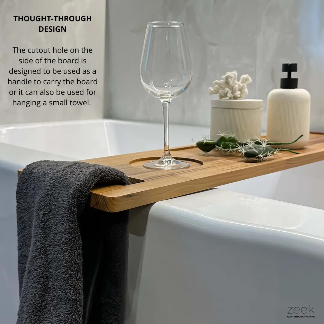 Zeek Natural Solid Wood Bathtub Tray Caddy ZBC3409 by ZEEK