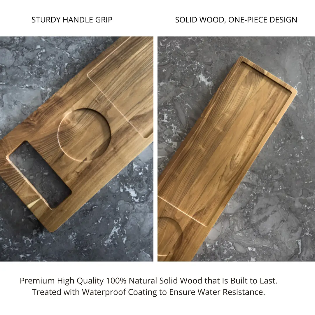 Zeek Natural Solid Wood Bathtub Tray Caddy ZBC3409 by ZEEK