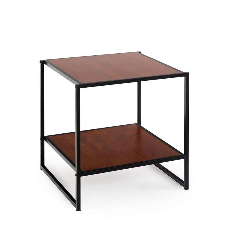 Modern Steel Frame End Table Nightstand in Brown by HomePacific