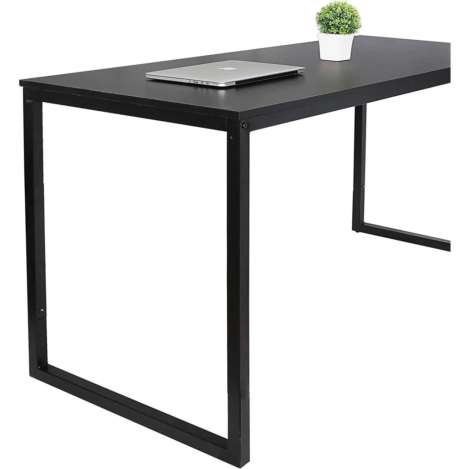Black Metal Frame Wood Top Modern Home Office Laptop Computer Desk Writing Table by HomePacific