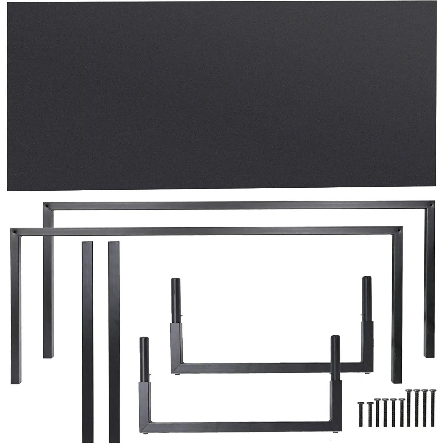 Black Metal Frame Wood Top Modern Home Office Laptop Computer Desk Writing Table by HomePacific