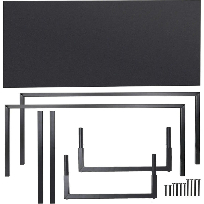 Black Metal Frame Wood Top Modern Home Office Laptop Computer Desk Writing Table by HomePacific