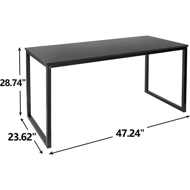 Black Metal Frame Wood Top Modern Home Office Laptop Computer Desk Writing Table by HomePacific