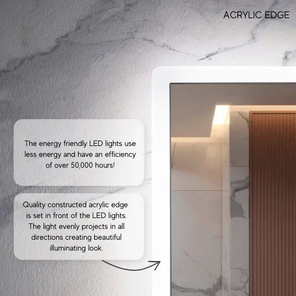 Zeek 24"x36" Backlit LED Rectangular Bathroom Wall Mirror MA2436 by ZEEK
