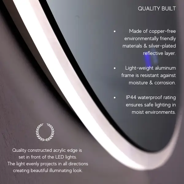 Zeek 30" BackLit LED Round Bathroom Wall Mirror MARD30 by ZEEK