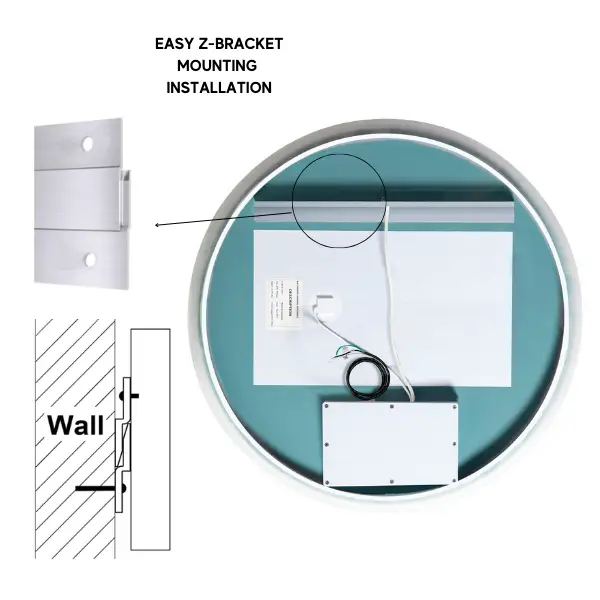 Zeek 36" Round Backlit LED Lighted Bathroom Wall Mirror Circular Acrylic Edge MARD36 by ZEEK
