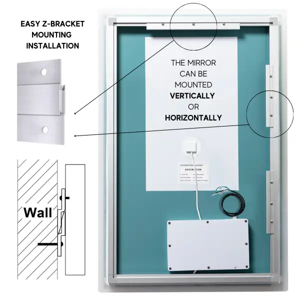 Zeek 60"x36" Backlit LED Rectangular Bathroom Wall Mirror For Double Vanity MA6036 by ZEEK
