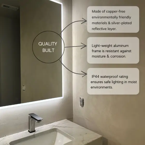Zeek 60"x36" Backlit LED Rectangular Bathroom Wall Mirror For Double Vanity MA6036 by ZEEK