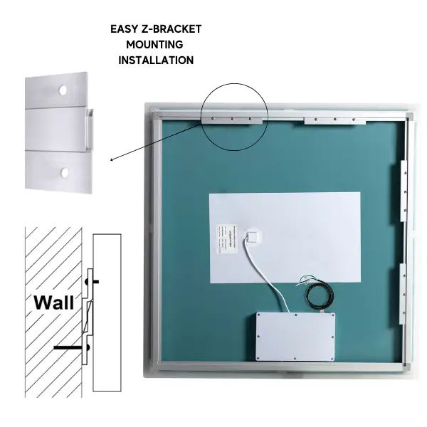 Zeek 36"x36" Backlit LED Square Bathroom Wall Mirror MA3636 by ZEEK