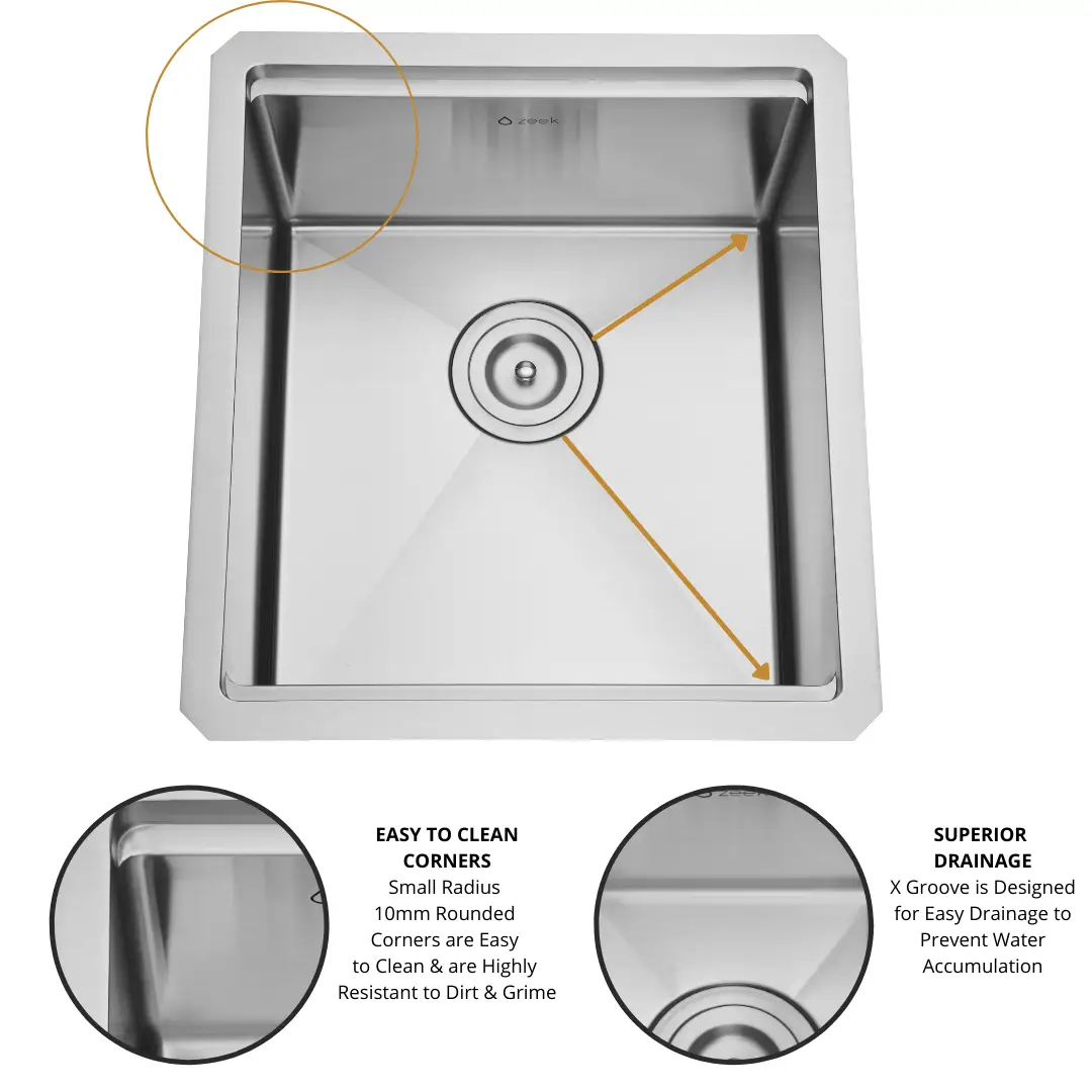 Zeek 17 x 19 Inch Undermount / Drop-In Workstation Sink for Small Kitchen or Wet Bar 16G Stainless Steel ZH-LD17 by ZEEK