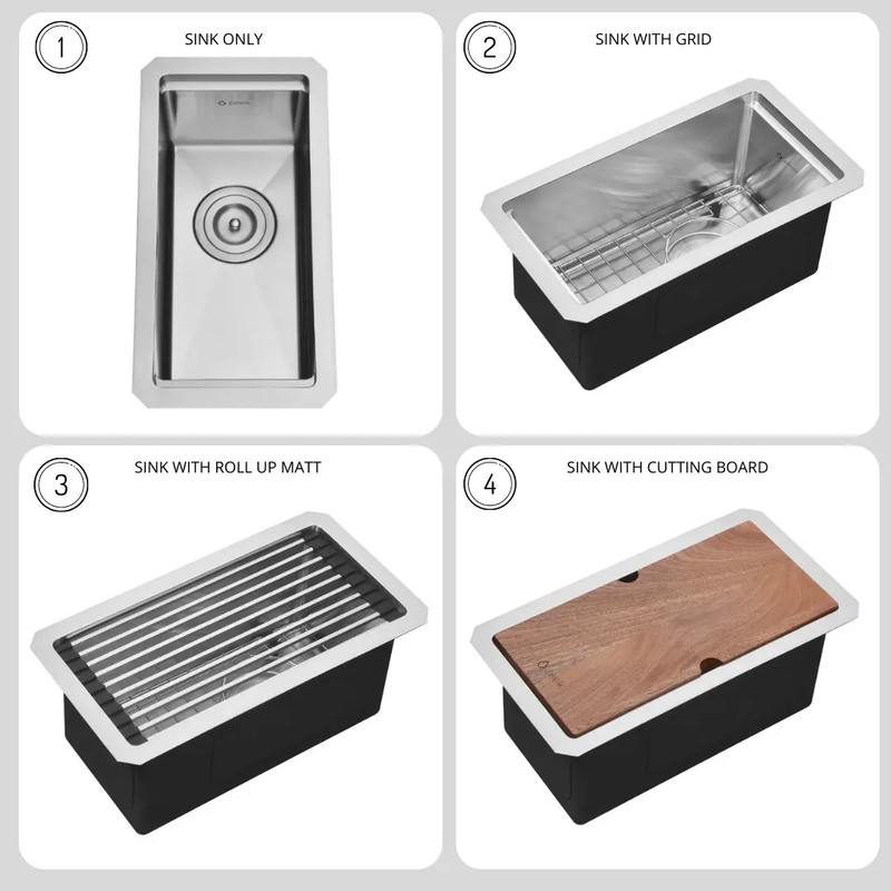 Zeek 10 x 18 Inch Undermount / Drop-In Workstation Bar Sink 16G Stainless Steel 10" ZH-LD10 by ZEEK