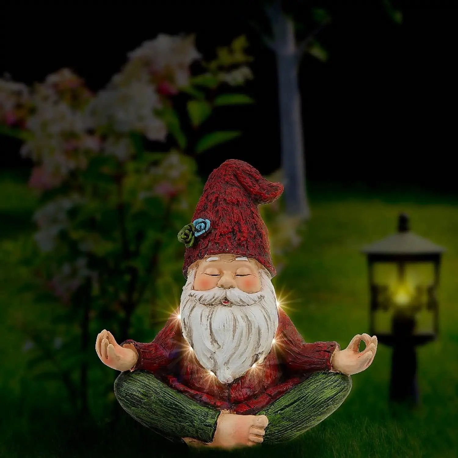 Zen Garden Meditating Yoga Solar Gnome Statue by HomePacific